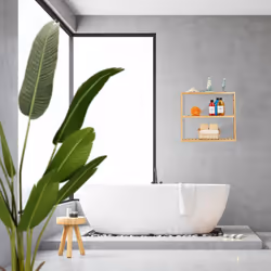 Tagère bambou, 3 niveaux, rayons réglables en hauteur, HxLxP : 54x60x15 cm, salle de bain et cuisine, nature - Relaxdays