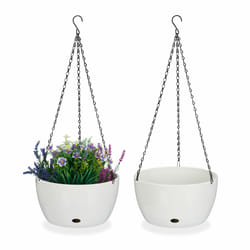 Relaxdays - pot de fleurs avec réservoir d'eau, lot de 2, HxD : 67x28,5 cm, pots de plantes, trou de drainage, blanc