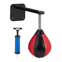 Relaxdays punching-ball mural poire de frappe speedball enfants et adultes avec pompe à air anti-stress noir/rouge