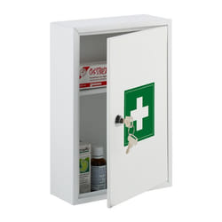 Relaxdays Armoire à pharmacie verrouillable 2 niveaux acier HxLxP: 32x215x95 cm ranger médicaments blanc - vert