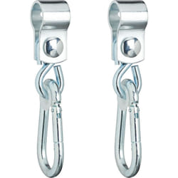 Relaxdays - Crochet de balançoire, lot de 2, avec mousqueton, fixation chaise suspendue, 25 mm, fer inoxydable, argenté