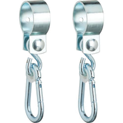Relaxdays - Crochet de balançoire, lot de 2, avec mousqueton, fixation chaise suspendue, 50 mm, fer inoxydable, argenté