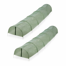 Serre, lot de 2, 2,9 m de long, en polyéthylène avec fermeture éclair, tunnel de culture, plantes, vert - Relaxdays