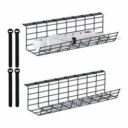 Organiseur passe-câbles, lot de 2, goulotte chargeurs, HxLxP : 11 x 43 x 14 cm, attache-câbles, support, noir - Relaxdays