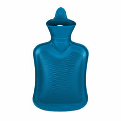 Relaxdays Bouillotte, 1 litre, sans housse, enfants & adultes, caoutchouc, chaufferette avec bouchon à visser, bleu