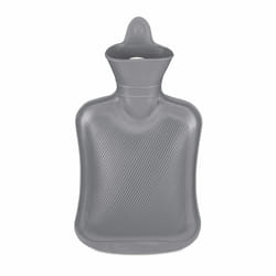 Bouillotte, 1 litre, sans housse, enfants & adultes, caoutchouc, chaufferette avec bouchon à visser, gris - Relaxdays
