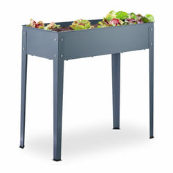 Relaxdays - Parterre surélevé en métal, bac fleurs pour jardin, balcon, terrasse, pot à plantes, hlp : 80x86x40,5 cm, gris