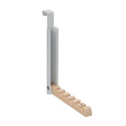 Relaxdays Portemanteau pliable pour porte de max 2 cm d’épaisseur à accrocher 6 cintres métal et bois gris