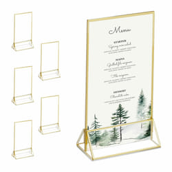 Relaxdays Présentoir de table, lot 6, pour menus, photos, etc. au format A6, mariage, en acrylique, transparent et doré
