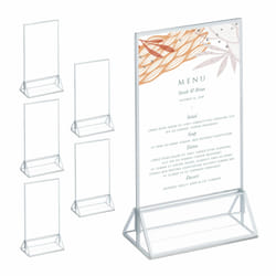 Relaxdays - Présentoir de table, lot 6, pour menus, photos, etc. au format A6, mariage, acrylique, transparent et argenté
