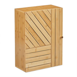 Relaxdays - Armoire suspendue pour salle de bain, bambou, niveaux réglables, montage porte flexible, 55x40x20 cm, nature