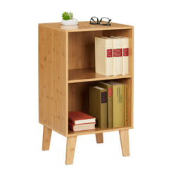 Relaxdays - Petite bibliothèque, meuble de rangement, HxLxP : env. 70 x 40 x 35 cm, 2 compartiments réglables, nature
