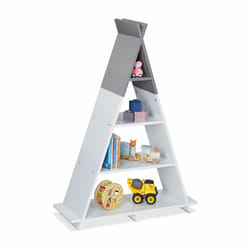 Meuble de rangement pour enfants, 4 compartiments, bibliothèque, h x l x p : 107 x 76 x 27 cm, blanc - gris - Relaxdays