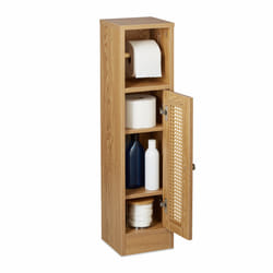 Relaxdays Support non fixe pour papier toilette, rangement salle de bain, HxLxP: 80x20,5x21 cm, aspect bois, marron