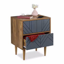 Relaxdays 10045523, Placard de rangement, Colonne, Marron, Panneau de fibres de densité moyenne (MDF), Bois, 2 tiroir(s), 480 ...