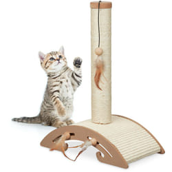 Relaxdays - Griffoir chat, HxLxP : 52x42x22 cm, tronc à gratter, jouet intégré, pour l'intérieur, tronc en sisal, marron