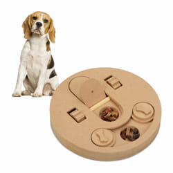 Jouet d'intelligence pour votre chien, accessoire dans lequel cacher des friandises, en mdf, nature - Relaxdays