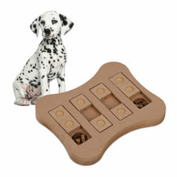 Jouet d'intelligence pour votre chien, accessoire dans lequel cacher des friandises, en mdf, nature - Relaxdays