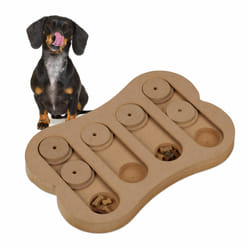 Jouet d'intelligence pour votre chien, accessoire pratique, friandises à cacher, en mdf, nature - Relaxdays