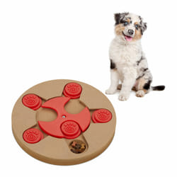 Relaxdays - Jouet d'intelligence pour votre chien, accessoire pratique, friandises à cacher, en mdf, nature et rouge