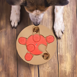 Relaxdays - Jouet d'intelligence pour votre chien, accessoire pratique, friandises à cacher, en mdf, nature et rouge