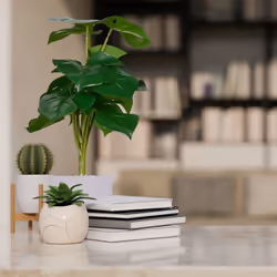 Relaxdays - Plantes artificielles, lot de 2 fausses fleurs, en pot, monstera décoratives, h x d : 33 x 20 cm, vert - blanc