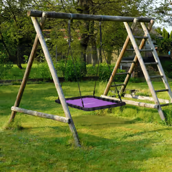 Relaxdays - Balançoire nid d'oiseau, l x p: 77 x 103 cm, enfants & adultes, hauteur réglable, jusqu'à 100 kg, violet-noir