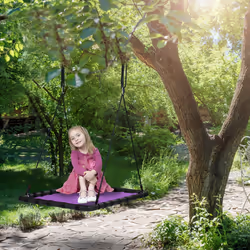 Relaxdays - Balançoire nid d'oiseau, l x p: 77 x 103 cm, enfants & adultes, hauteur réglable, jusqu'à 100 kg, violet-noir