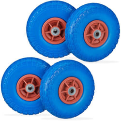 Relaxdays - Roue de diable, lot de 4, en caoutchouc, increvables, 260 x 85, essieu de 16 mm, 4.1/3.5-4, jusqu'à 150 kg, noir-gris