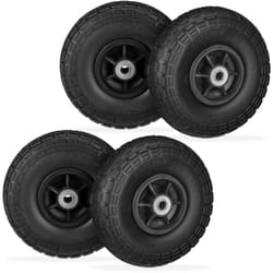 Relaxdays - Roue de diable, lot de 4, en caoutchouc, increvables, 260 x 85, essieu de 16 mm, 4.1/3.5-4, jusqu'à 150 kg, noir