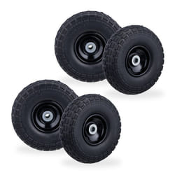 Roue de diable lot de 4 en caoutchouc 260x85 mm increvables 16 mm 4.1/3.5-4 essieu jusquà 150 kg noir