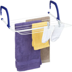 Relaxdays - tendoir, sèche-linge à accrocher, pour balcon, radiateur & camping, peu encombrant, 4 cordes séparées, blanc