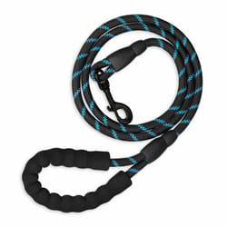 Relaxdays - Laisse pour petits & gros chiens pesant jusqu'à 50 kg, réfléchissante, boucle rembourrée, nylon, 150 cm, noire