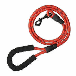 Relaxdays Laisse pour petits & gros chiens pesant jusqu’à 50 kg, réfléchissante, boucle rembourrée, nylon, 150 cm, rouge