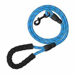 Relaxdays - Laisse pour petits & gros chiens pesant jusqu'à 50 kg, réfléchissante, boucle rembourrée, nylon, 150 cm, bleue