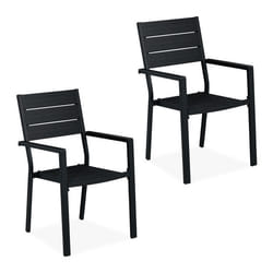 Relaxdays Lot de 2 chaises de jardin HxLxP: 90 x 535 x 59 cm accoudoirs métal mobilier d’extérieur moderne noir