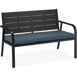 Relaxdays - Banc de jardin, aspect bois, 2 personnes, stable, h x l x p : 78 x 118 x 66 cm, noir et anthracite