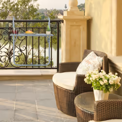 Table de balcon suspendue rabattable, rectangulaire, HxL: 59,5x60 cm, hauteur 3 niveaux 2 porte-boissons, gris - Relaxdays