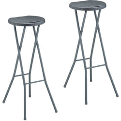 Relaxdays - Tabouret de bar, lot 2, effet rotin, siège pliant pour le jardin, plastique, acier, HxLxP : 80x34x45 cm, gris