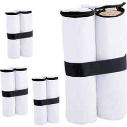 Sac de lestage, lot de 4, tissu Oxford, à remplir de sable, fixation de tente, poids, tonnelle, blanc - Relaxdays