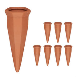 Relaxdays Arrosage en terre cuite lot de 8 bouteilles PET 15 L intérieur (chambre) et extérieur (balcon) marron