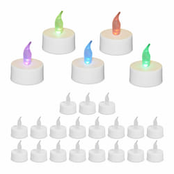 Relaxdays - Bougies chauffe-plat led, lot de 24, couleur changeante, bougies sans flamme, h x d : 4,5 x 3,5 cm, blanches