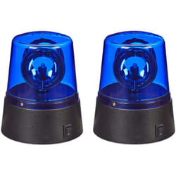 Relaxdays - Lumière led, lot de 2, pour fêtes et enfants, gyrophare, réflecteur rotatif, à piles, jeu de lumière, bleu