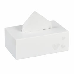 Distributeur à mouchoirs, boîte lingettes, support rectangulaire, HxLxP : 9x25x15 cm, motifs cœurs, blanc - Relaxdays