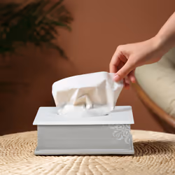 Distributeur à mouchoirs, boîte lingettes, support rectangulaire, HxLxP : 9,5x27x16 cm, gris - blanc - Relaxdays
