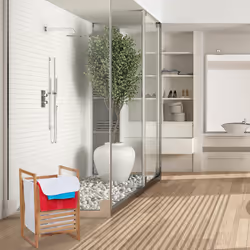 Meuble à linge, cadre en bois de noyer, couvercle, 50 l, pour la salle de bain, hlp 60x40x35 cm, nature/blanc - Relaxdays