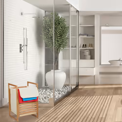 Meuble à linge, cadre en bois de noyer, couvercle, 50 l, pour la salle de bain, hlp 60x40x35 cm, nature/beige - Relaxdays