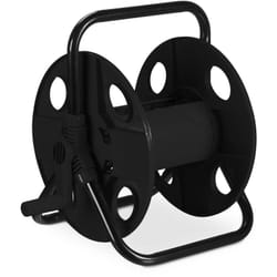 Relaxdays - Dévidoir, pour tuyau de 30 m 1/2', acier, plastique, support, HxLxP : 38 x 42 x 31 cm, noir