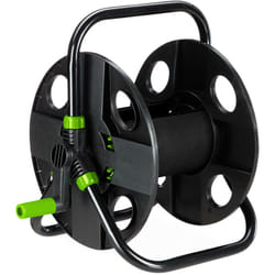Relaxdays - Dévidoir, pour 30 m de tuyau 1/2', acier, plastique, support, HxLxP : 38 x 42 x 31 cm, noir/vert
