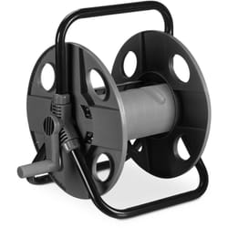 Relaxdays - Dévidoir de tuyau, pour 30 m 1/2', acier, plastique, support, HxLxP : 38 x 42 x 31 cm, gris-noir